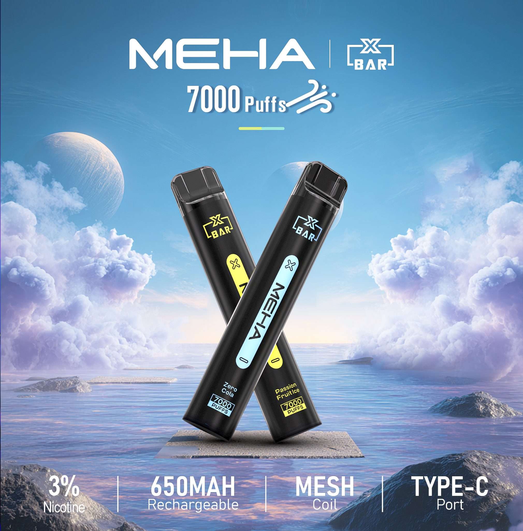 compressed_MEHA-XBA.jpg MEHA 魅嗨 Xbar 小黑條 7000口一次性電子煙 650mAh電池 Type-C快充 MESH網狀芯 氣動感應 16種口味 台灣現貨:圖片 1