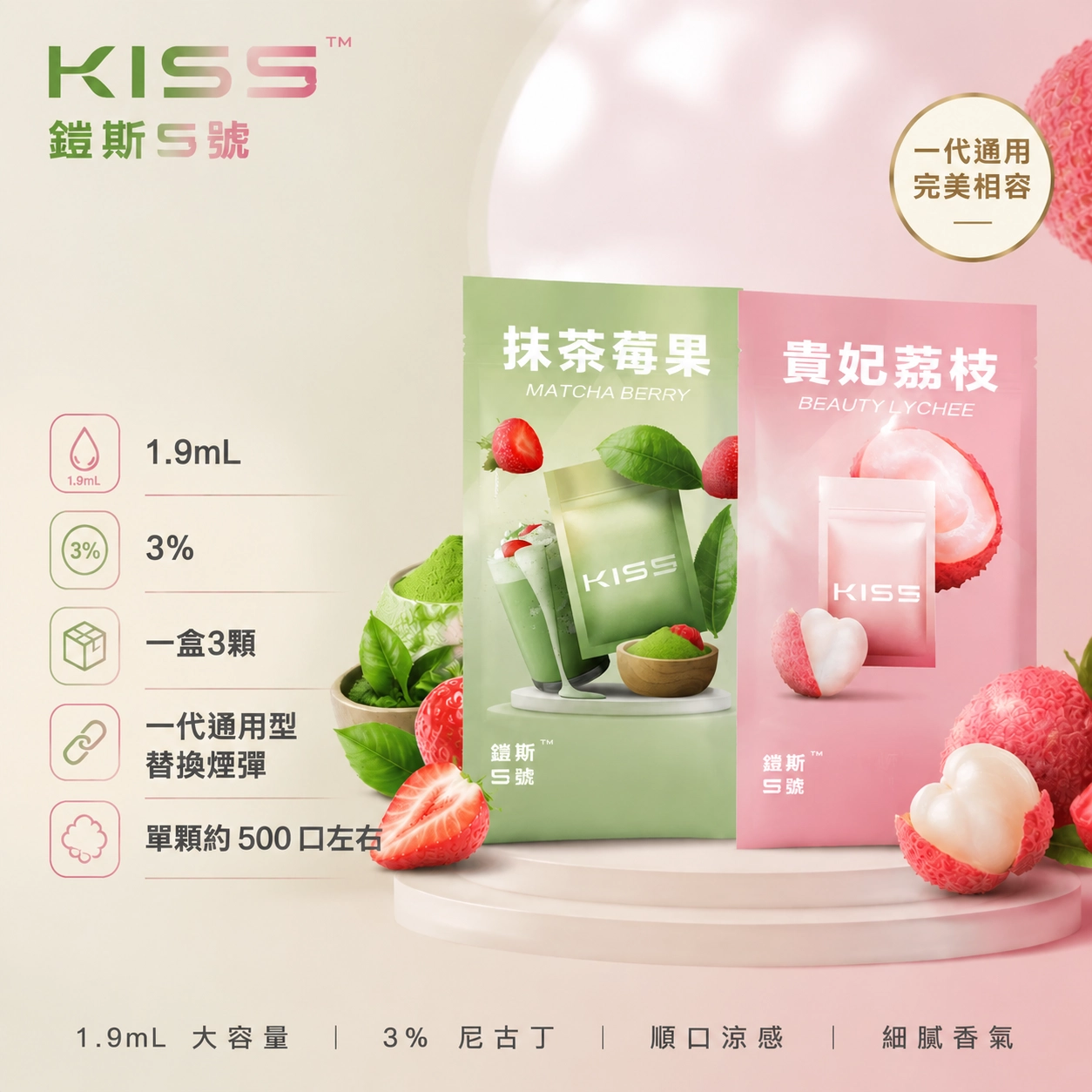 煙彈-鎧斯-KIS5一代煙彈.webp KIS5 鎧斯 5號 1代通用煙彈 1.9ml 3顆裝 黑色防光油杯 陶瓷芯 RELX悅刻一代通用 23種口味現貨:圖片 1